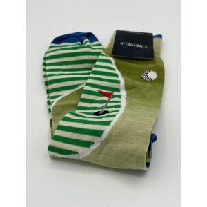 CREMIEUX‎ Mens Golf Course Pattern Socks Green Shoe Size 6-12 1/2 Golfcore New